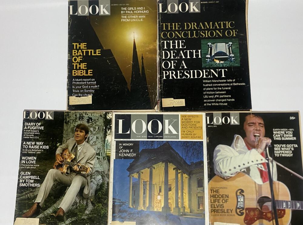 Look Magazine Lot of 5 Issues Vintage 1963 1965 1967 1970 1971
